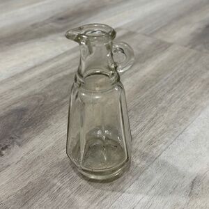 Vintage Clear Glass Cruet Oil Vinegar Syrup Pitcher 8 Panel Handle